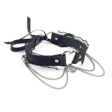 Сексуальний чокер Art of Sex - Karen з натуральної шкіри, чорний - фото №2