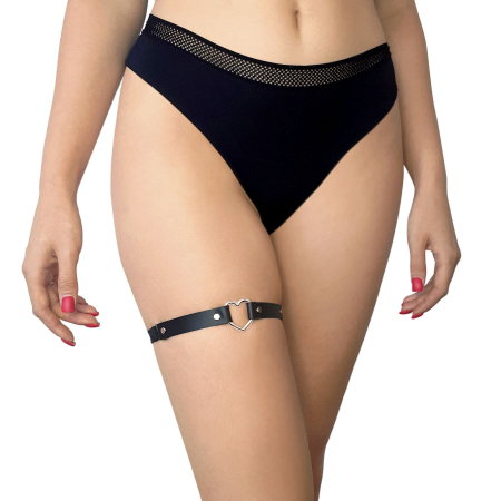 Гартер на ногу Серце з натуральної шкіри Art of Sex - Terri, колір Чорний (1шт.) - фото