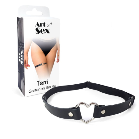 Гартер на ногу Серце з натуральної шкіри Art of Sex - Terri, колір Чорний (1шт.) - фото №3