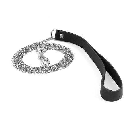 Повідець на ланцюжку із натуральної шкіри Art of Sex - Leash, колір Чорний - фото №3