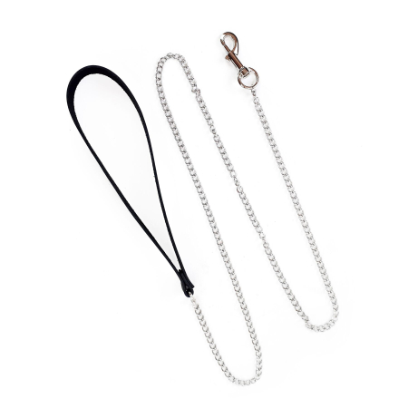 Повідець на ланцюжку із натуральної шкіри Art of Sex - Leash, колір Чорний - фото №2