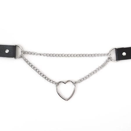 Чокер на шию Серце Art of Sex - Paris, з натуральної шкіри, колір Чорний - фото №3