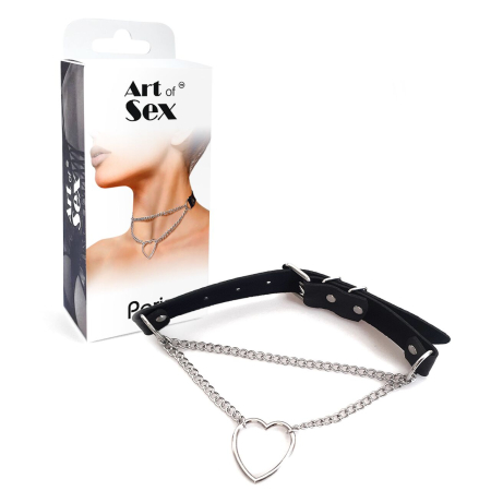 Чокер на шию Серце Art of Sex - Paris, з натуральної шкіри, колір Чорний - фото №5