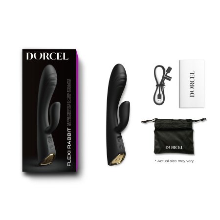 Вібратор-кролик з підігрівом Dorcel FLEXI RABBIT BLACK, гнучкий стовбур - фото №7