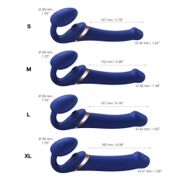 Безремінний вібрострапон з вакуумною стимуляцією Strap-On-Me MULTI ORGASM Blue L, регульований - - фото №6