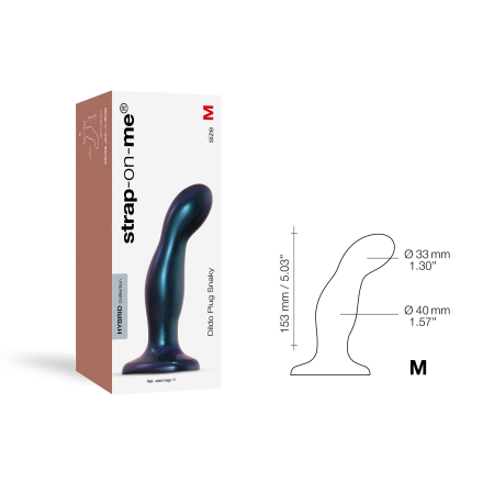 Дилдо Strap-On-Me DILDO PLUG SNAKY METALLIC BLUE, розмір M, діаметр 4 см, ввідна довжина 15,3 см - фото №4
