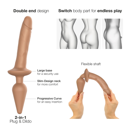 Анальна пробка з дилдо 2в1 Strap-On-Me SWITCH PLUG-IN REALISTIC DILDO Caramel S, діаметр 3,3/2,9 см - фото №2