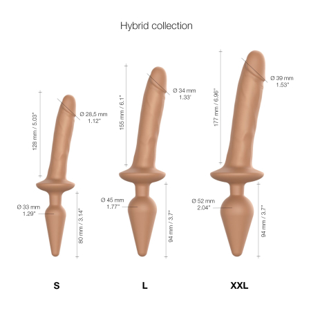 Анальна пробка з дилдо 2в1 Strap-On-Me SWITCH PLUG-IN REALISTIC DILDO Caramel S, діаметр 3,3/2,9 см - фото №4