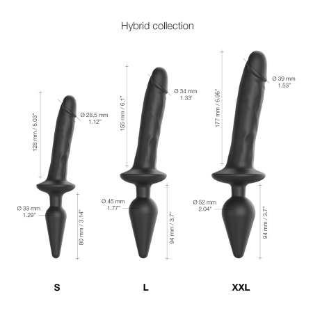 Анальна пробка з дилдо 2в1 Strap-On-Me SWITCH PLUG-IN REALISTIC DILDO Black L, діаметр 4,5/3,4 см - фото №4