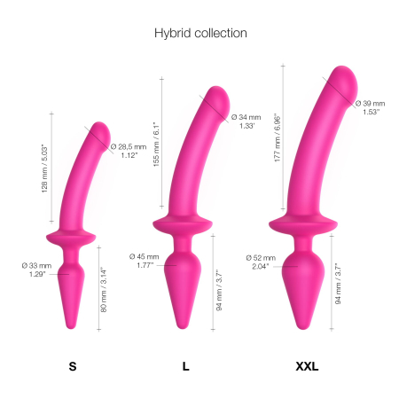 Анальна пробка з дилдо 2в1 Strap-On-Me SWITCH PLUG-IN DILDO Fuchsia L, діаметр 4,5/3,4 см - фото №4