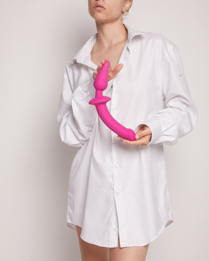 Анальна пробка з дилдо 2в1 Strap-On-Me SWITCH PLUG-IN DILDO Fuchsia L, діаметр 4,5/3,4 см - фото №6