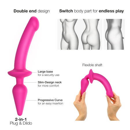Анальна пробка з дилдо 2в1 Strap-On-Me SWITCH PLUG-IN DILDO Fuchsia L, діаметр 4,5/3,4 см - фото №2