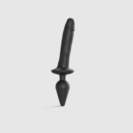 Анальна пробка з дилдо 2в1 Strap-On-Me SWITCH PLUG-IN REALISTIC DILDO Black XXL, діаметр 5,2/3,9 см - фото