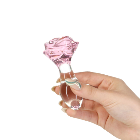 Скляна анальна пробка Pillow Talk Rosy Luxurious Glass Anal Plug, ?3,3 см, віброкуля в подарунок - фото №6
