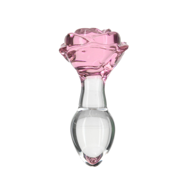 Скляна анальна пробка Pillow Talk Rosy Luxurious Glass Anal Plug, ?3,3 см, віброкуля в подарунок - фото