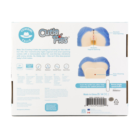 Мастурбатор-вагіна та попка Cutie Pies Cowgirl Callie Vagina&Ass Masturbator, віброкуля в подарунок - фото №9