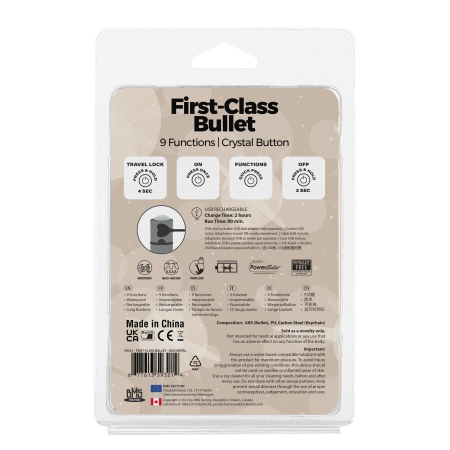 Віброкуля PowerBullet First-Class Bullet 2.5? з Key Chain Pouch, Gun Metal, 9 режимів вібрації №7
