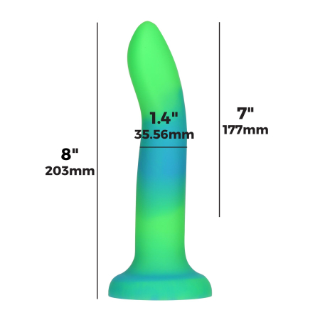 Фалоімітатор, що світиться в темряві, ADDICTION Rave 8?, Glow in the Dark Dildo Blue Green, 20,3 см - фото №4