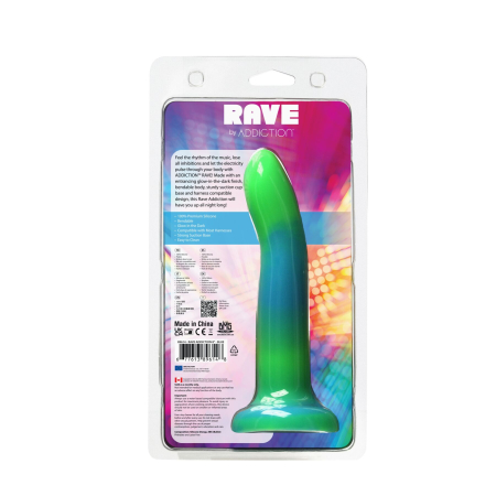 Фалоімітатор, що світиться в темряві, ADDICTION Rave 8?, Glow in the Dark Dildo Blue Green, 20,3 см - фото №9