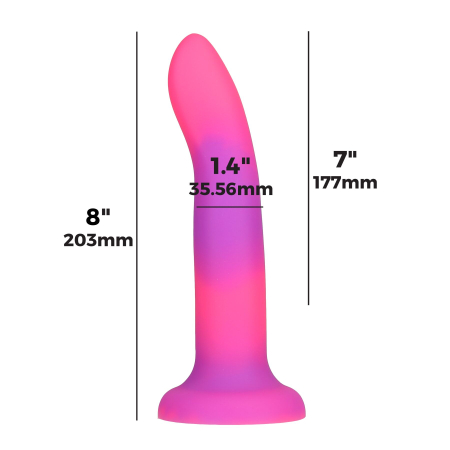 Фалоімітатор, що світиться в темряві, ADDICTION Rave 8?, Glow in the Dark Dildo Pink Purple, 20,3 см - фото №4