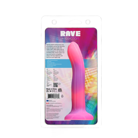 Фалоімітатор, що світиться в темряві, ADDICTION Rave 8?, Glow in the Dark Dildo Pink Purple, 20,3 см - фото №9