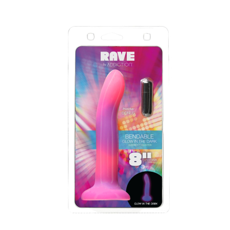 Фалоімітатор, що світиться в темряві, ADDICTION Rave 8?, Glow in the Dark Dildo Pink Purple, 20,3 см - фото №8