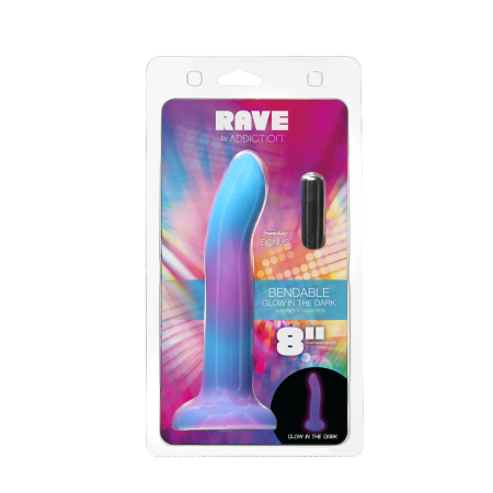 Фалоімітатор, що світиться в темряві, ADDICTION Rave 8? Glow in the Dark Dildo Blue Purple, 20,3 см - фото №8