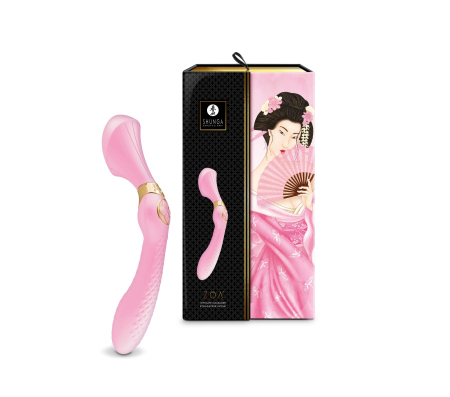 Вібромасажер Shunga Zoa Light Pink, двосторонній №9
