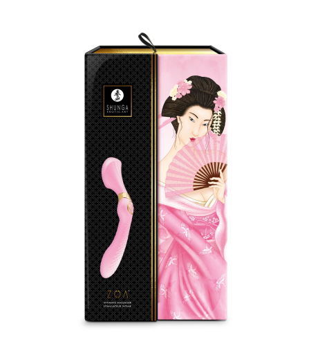 Вібромасажер Shunga Zoa Light Pink, двосторонній №10