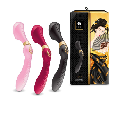 Вібромасажер Shunga Zoa Light Pink, двосторонній №11