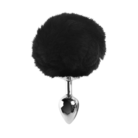 Металевий анальний затор М Art of Sex - Metal Butt plug Rabbit Tail, Чорний - фото №2