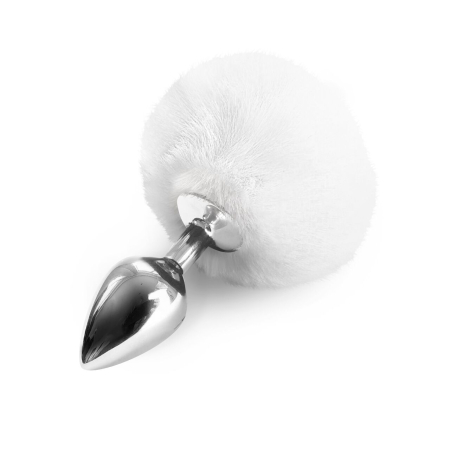Металева анальна пробка М Art of Sex — Bunny Tails Butt plug, Білий 