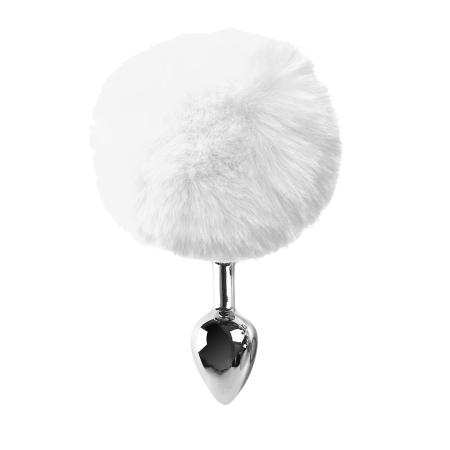 Металева анальна пробка М Art of Sex — Bunny Tails Butt plug, Білий №2