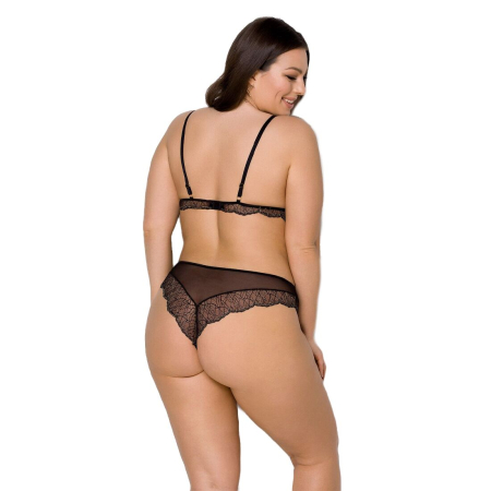 Комплект білизни Passion AMBERLY SET 4XL/5XL black, ліф, трусики бразиліана, люрексова нитка - фото №2