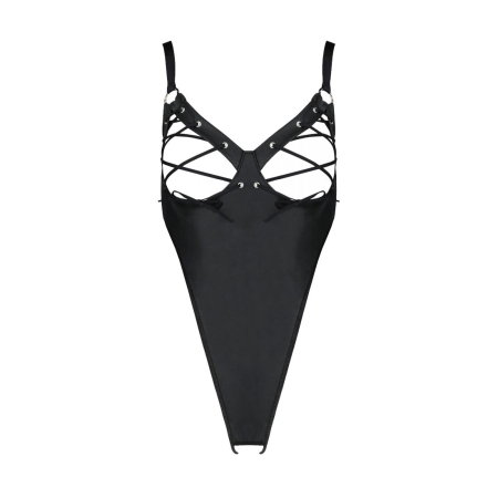 Боді з екошкіри Passion CELINE BODY 6XL/7XL black, з доступом, відкритий №3