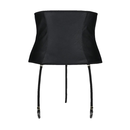 Пояс-корсет з екошкіри Passion CELINE SET with Open Bra 4XL/5XL, black, шнурівка, пажі, стрінги - фото №4