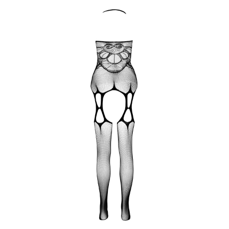 Бодістокінг Passion ECO BS002 black, з доступом, імітація підв’язок, абстрактний малюнок - фото №4