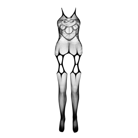 Бодістокінг Passion ECO BS002 black, з доступом, імітація підв’язок, абстрактний малюнок - фото №3