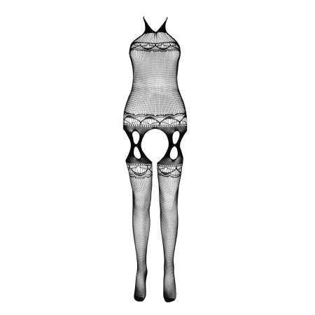 Бодістокінг Passion ECO BS006 black, з доступом, халтер, імітація підв’язок - фото №3