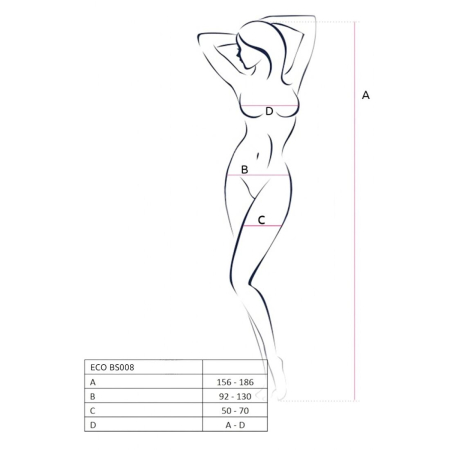 Бодістокінг Passion ECO BS008 black, з доступом, флористичний декор, імітація підв’язок - фото №5