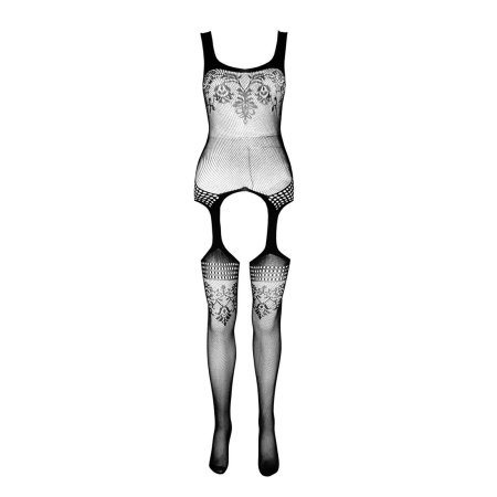 Бодістокінг Passion ECO BS008 red, з доступом, флористичний декор, імітація підв’язок - фото №3