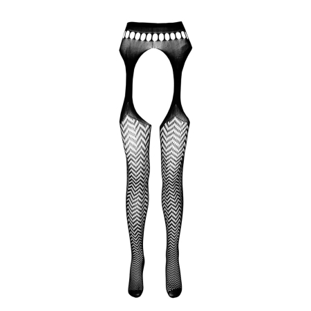 Еротичні колготки-бодістокінг Passion ECO S002 red, з доступом, геометричне плетіння - фото №5