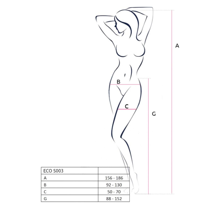 Еротичні колготки-бодістокінг Passion ECO S003 black, з доступом, імітація підв’язок - фото №7