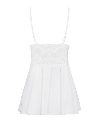 Сатиновий пеньюар з мереживом Obsessive 810-BAB-2 babydoll & thong L/XL, білий, пеньюар, танга №6