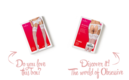 Панчохи під пояс із широким мереживом Obsessive 810-STO-2 stockings L/XL, білі - фото №4