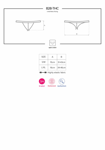 Мереживні танги з доступом Obsessive 828-THC-1 crotchless thong L/XL, чорні №7