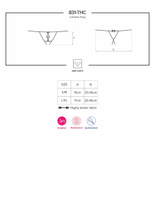 Мереживні танги з двома отворами Obsessive 831-THC-1 crotchless thong S/M, чорні, бантики - - фото №7