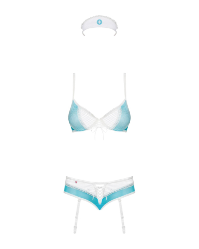 Еротичний костюм медсестри Obsessive 834-CST-6 L/XL, біло-блакитний - фото №5