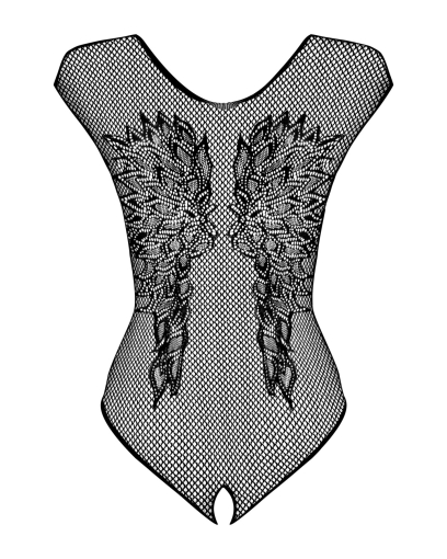 (SALE) Бодістокінг із великої сітки з мереживом Obsessive B112 teddy XL/XXL, чорний, з доступом - фото №5