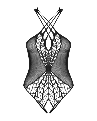 Бодістокінг з великою та дрібною сіткою Obsessive B118 teddy S/M/L, чорний, з доступом - фото №5